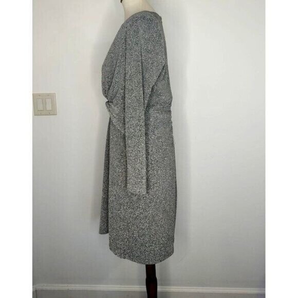 ZARA Dress Silver Metallic XXL Sexy V-Neck Cocktail Long Sleeve - Picture 9 of 12